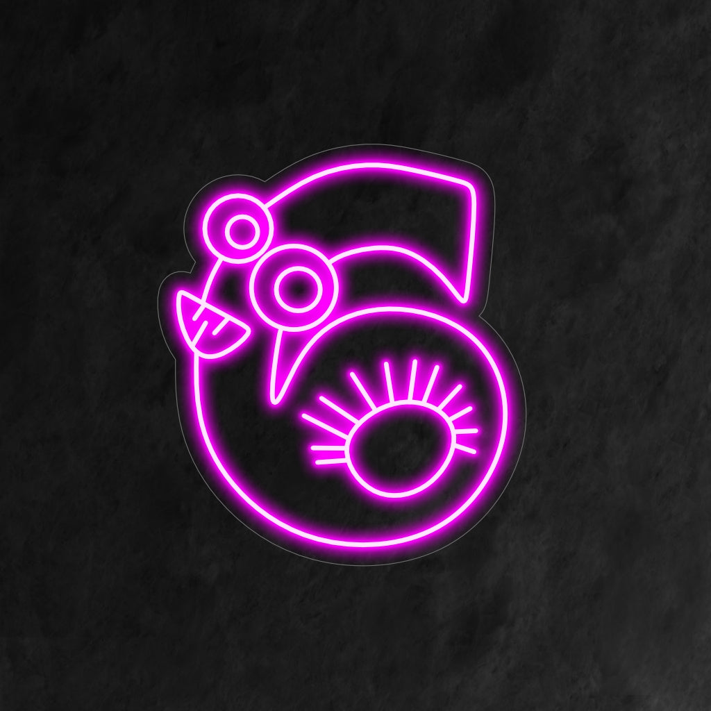 „6th Birthday Neon Sign“ zeigt eine lächelnde, cartoonartige Zahl 6 mit entzückenden Augen, die Freude auf die Feier des sechsten Geburtstags eines Kindes bringt.