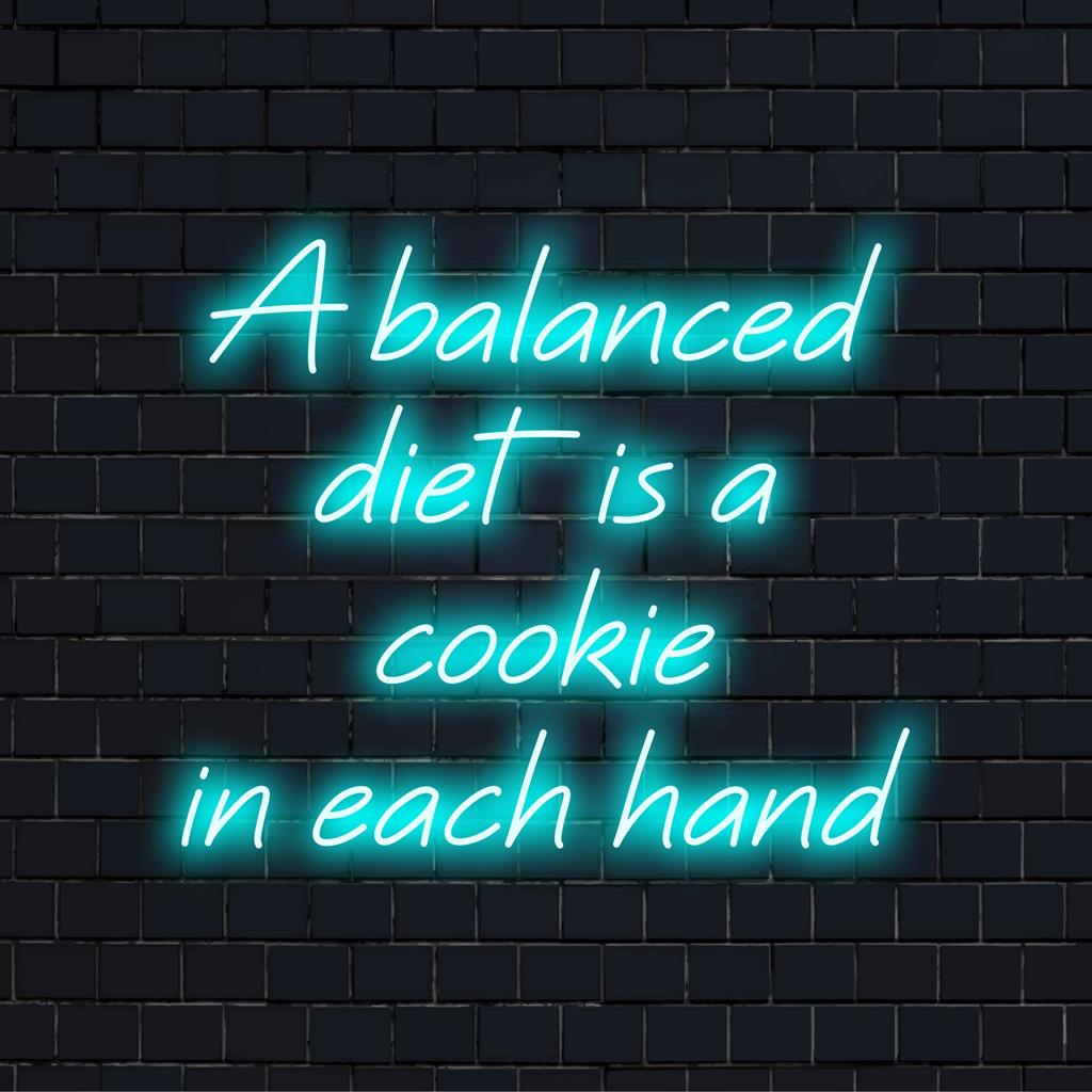 Individuelles LED-Neonschild mit einem humorvollen Zitat zum Thema „Kekse in beiden Händen“ – perfekt für eine originelle Wandkunstdekoration.