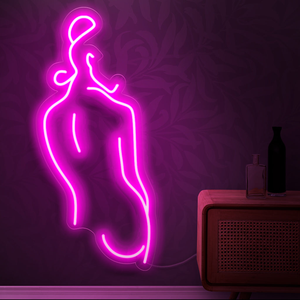„Abstract Art Woman Silhouette Neon Sign“ – Ein faszinierendes Neonlicht, das die abstrakte Silhouette einer Frau zeigt und Ihrer Einrichtung moderne Eleganz verleiht.