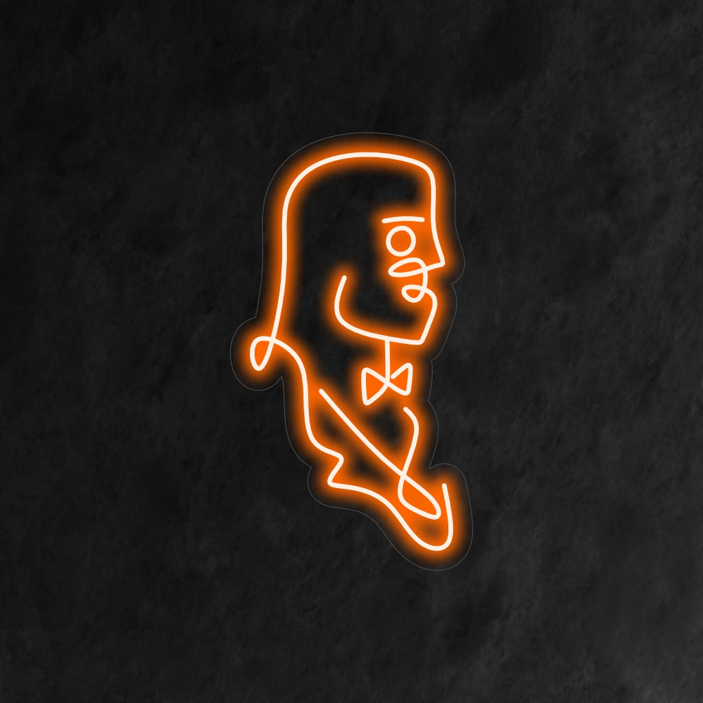 „Abstract Man Neon Sign“ – Ein fesselndes Neonlicht mit der abstrakten Darstellung eines Mannes, das Ihrem Wohnraum moderne Kunst verleiht.
