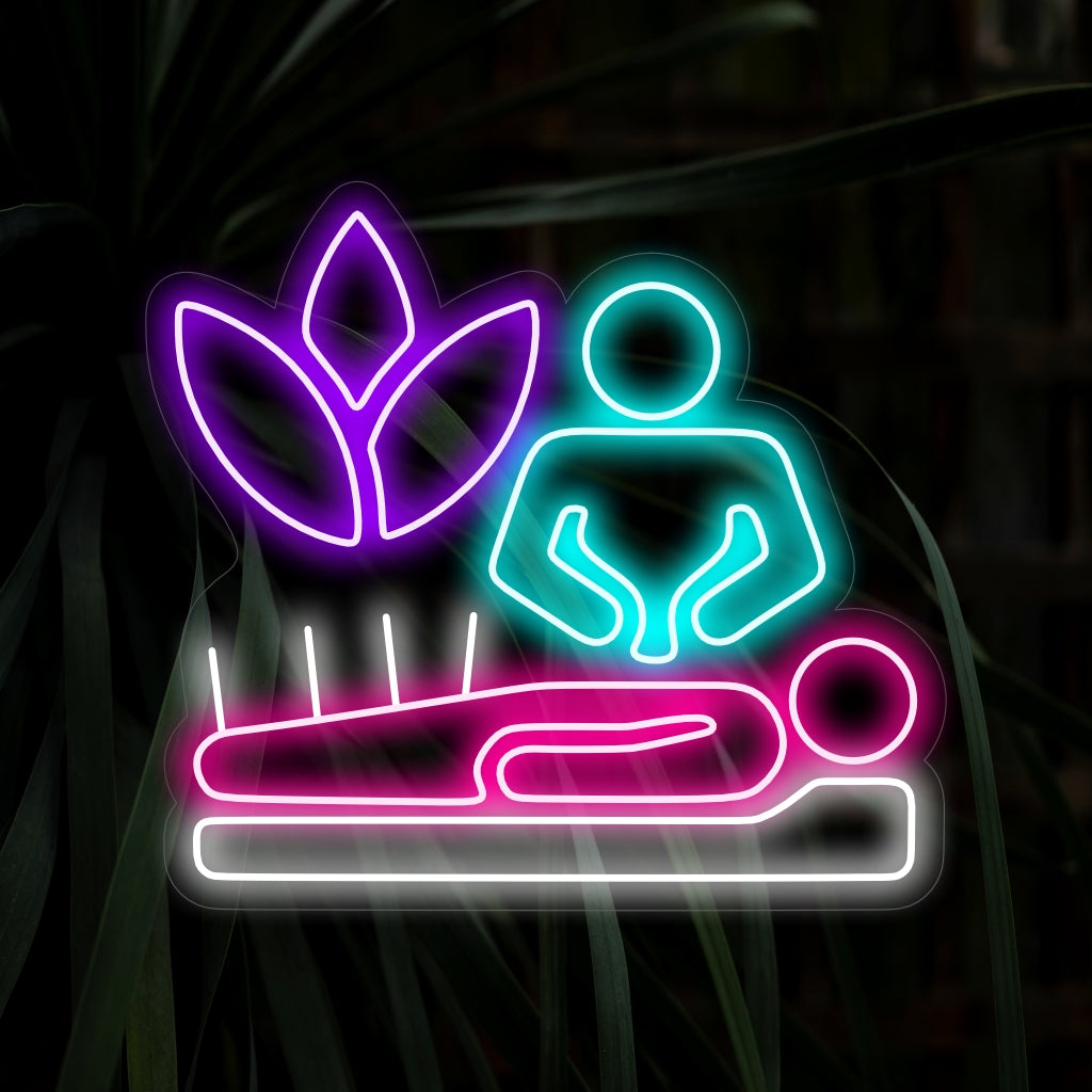 „Neonschild „Akupunktur mit Nadeln““ – Ein leuchtendes Neonlicht, das Akupunkturnadeln zur Schau stellt und in Ihrem Wohnraum eine gesundheitsorientierte und moderne Atmosphäre schafft.