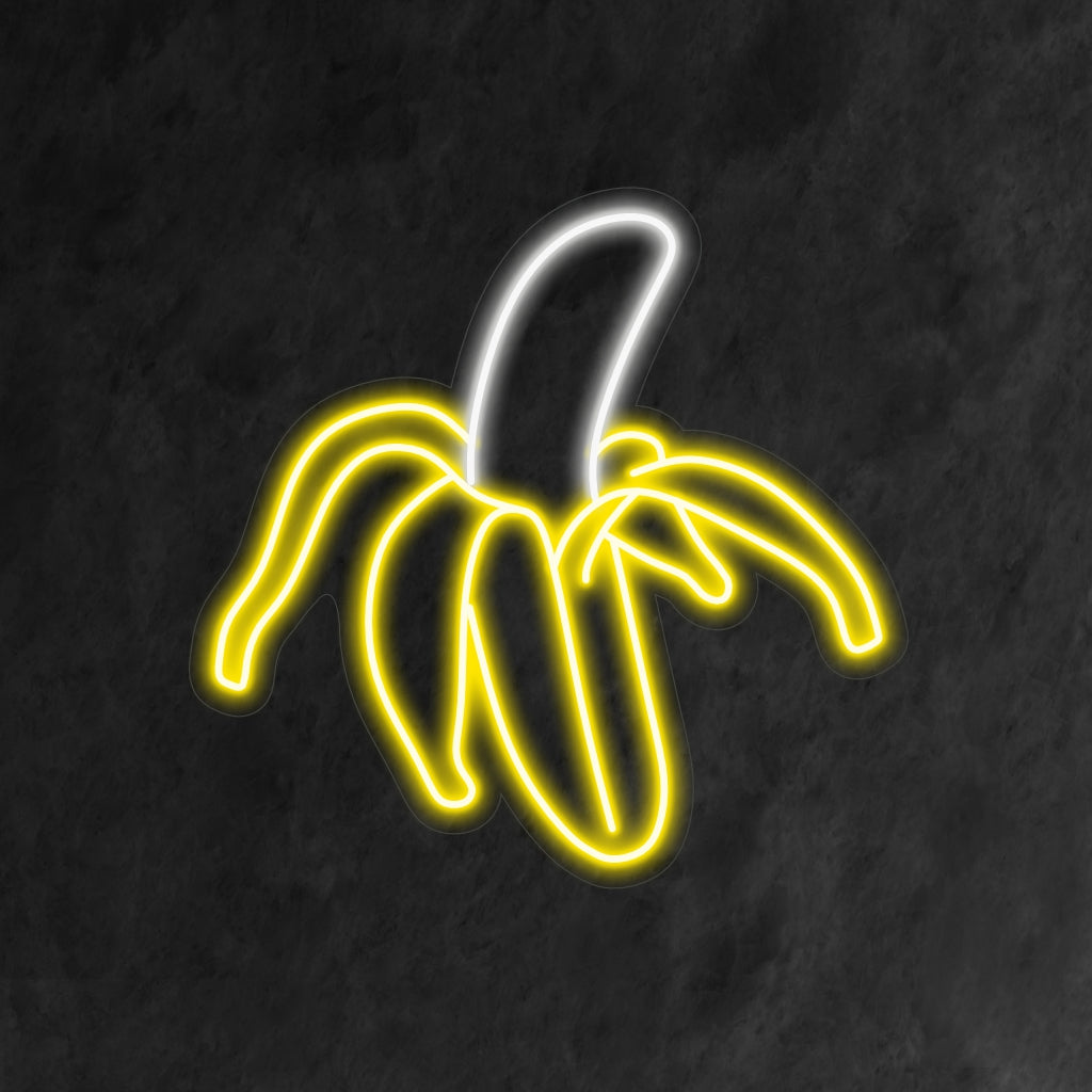 „Banana Neon Sign“ – Ein verspieltes Neonlicht mit der lebendigen Darstellung einer Banane, das Ihrem Wohnraum eine skurrile und tropische Atmosphäre verleiht.