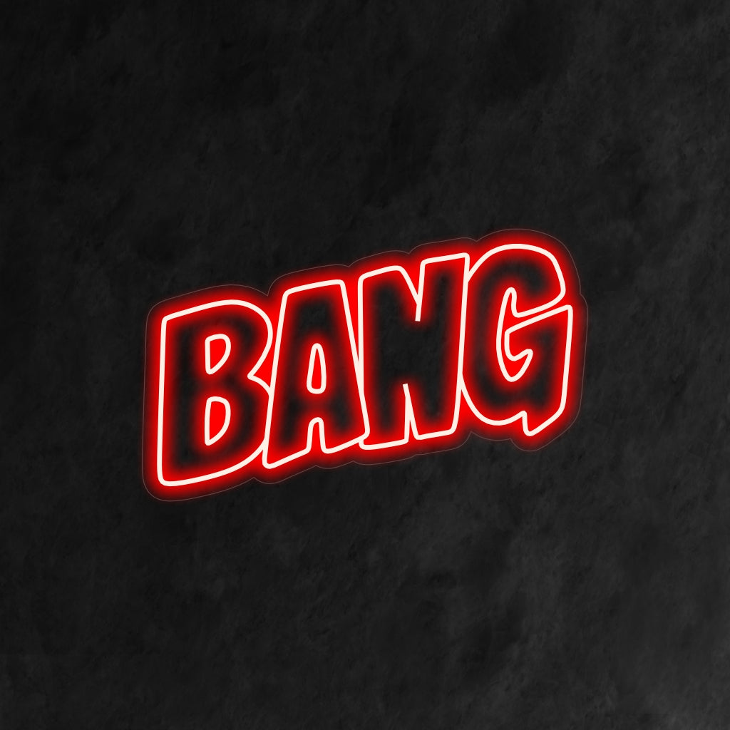 „Bang Neon Sign“ ist eine ausdrucksstarke und wirkungsvolle Ergänzung für Ihr Interieur. Ein Neonlicht, das mit dem Wort „Bang“ einen Energieschub und Spannung bringt.