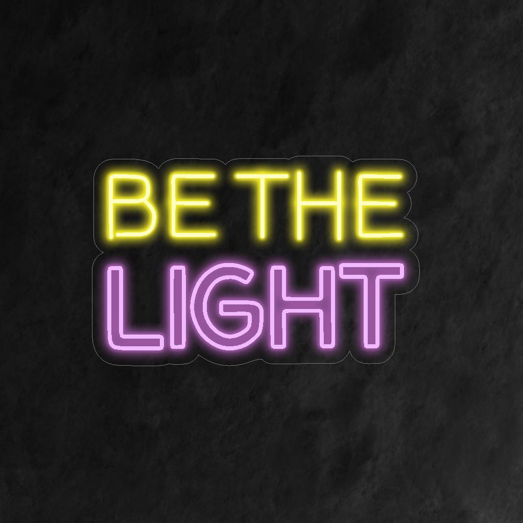 „Be The Light Neon Sign“ – Ein strahlendes Neonlicht mit einer positiven und ermutigenden Botschaft, das Ihrem Wohnraum Hoffnung und Positivität verleiht.