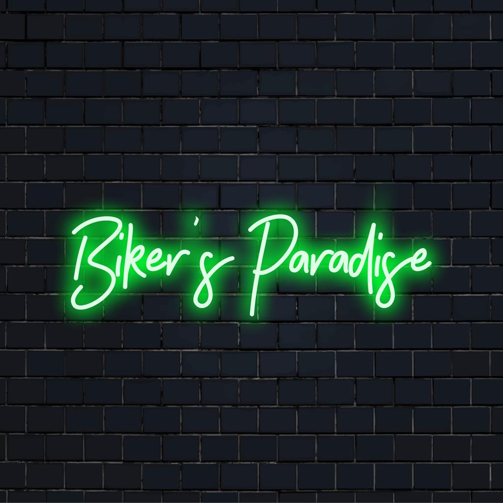Individuelles LED-Neonschild „Biker's Paradise“, auffälliges beleuchtetes Dekor, perfekt für jeden Raum; eine einzigartige Note für Motorradfans.
