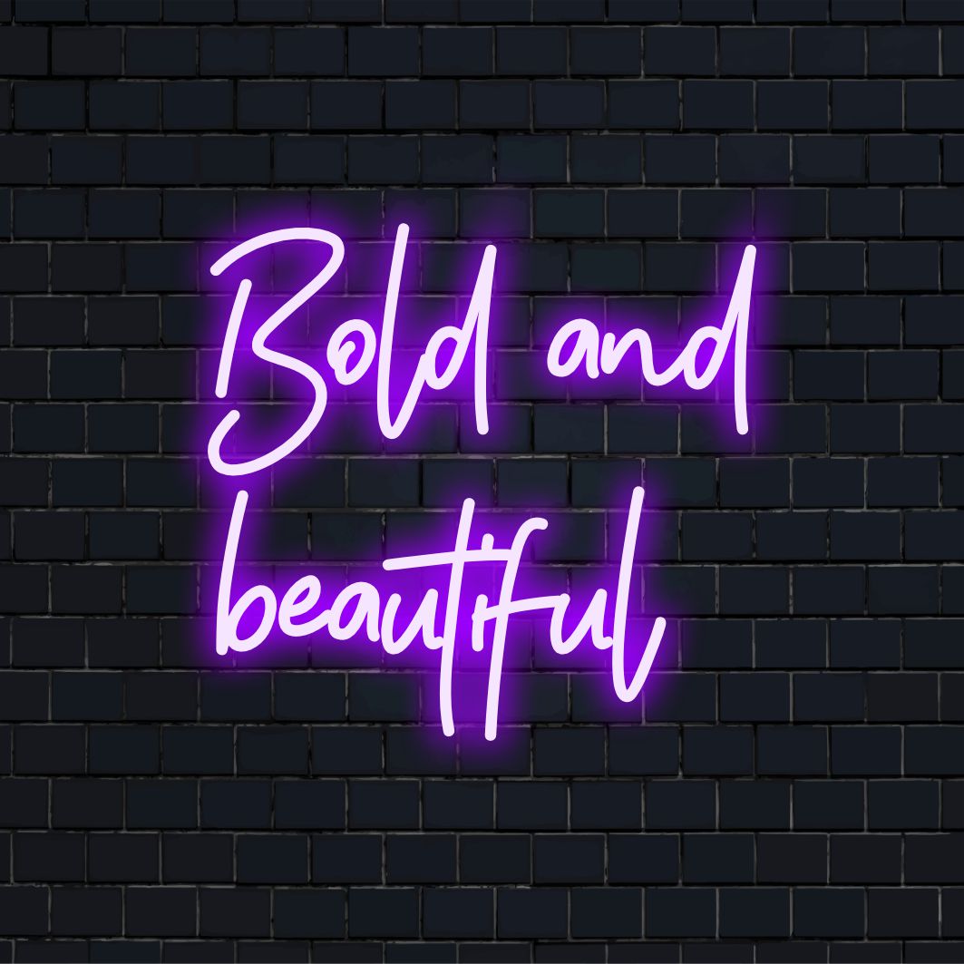 Individuelles LED-Neonschild von The Art Neon mit dem Titel „Bold And Beautiful“, das Ihren Raum mit lebendiger handgefertigter Handwerkskunst erhellt.