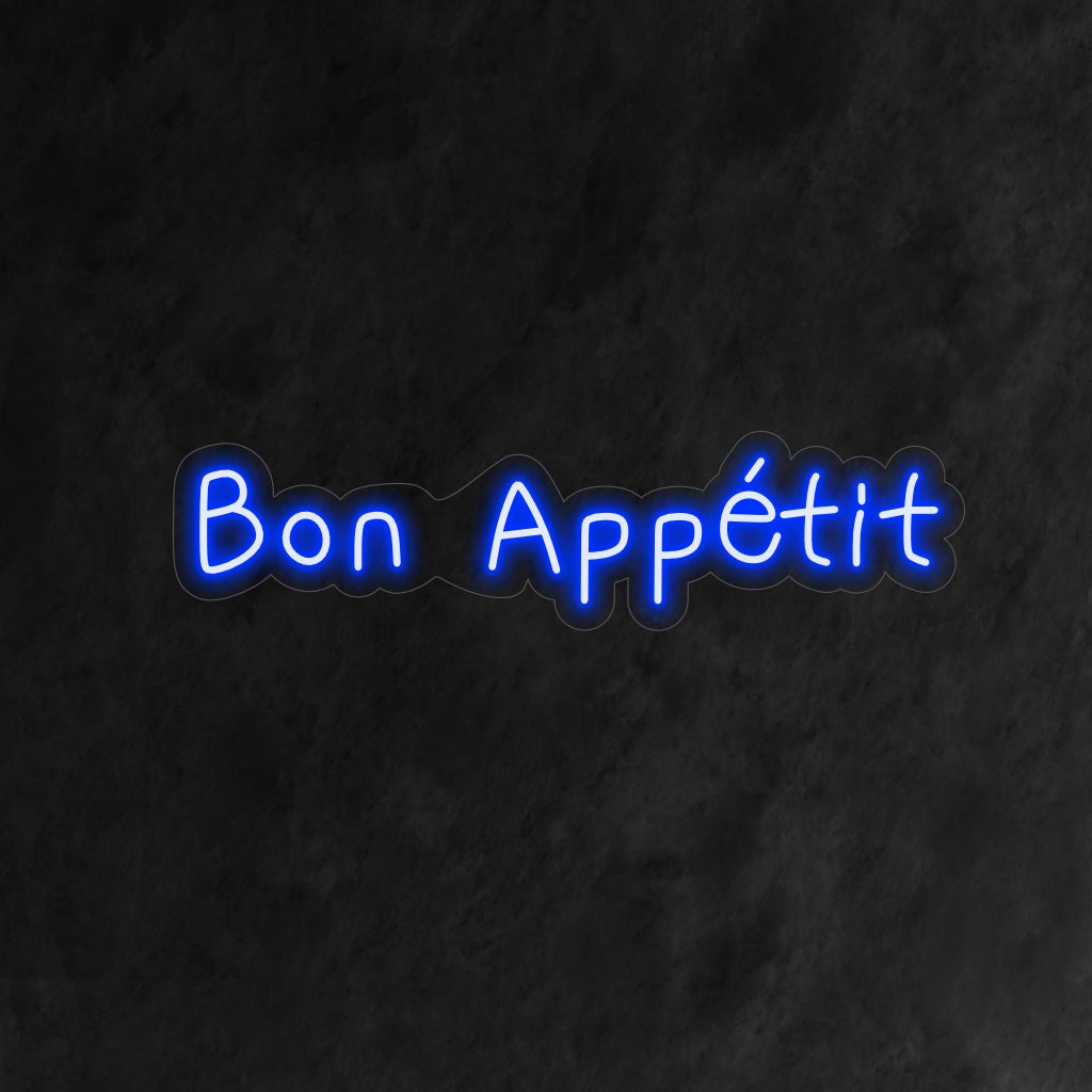„Bon Appètit“-Neonschild – Ein bezauberndes Neonlicht mit den Worten „Bon Appètit“, das Ihrer Küche oder Ihrem Essbereich kulinarischen Genuss und eine einladende Atmosphäre verleiht.