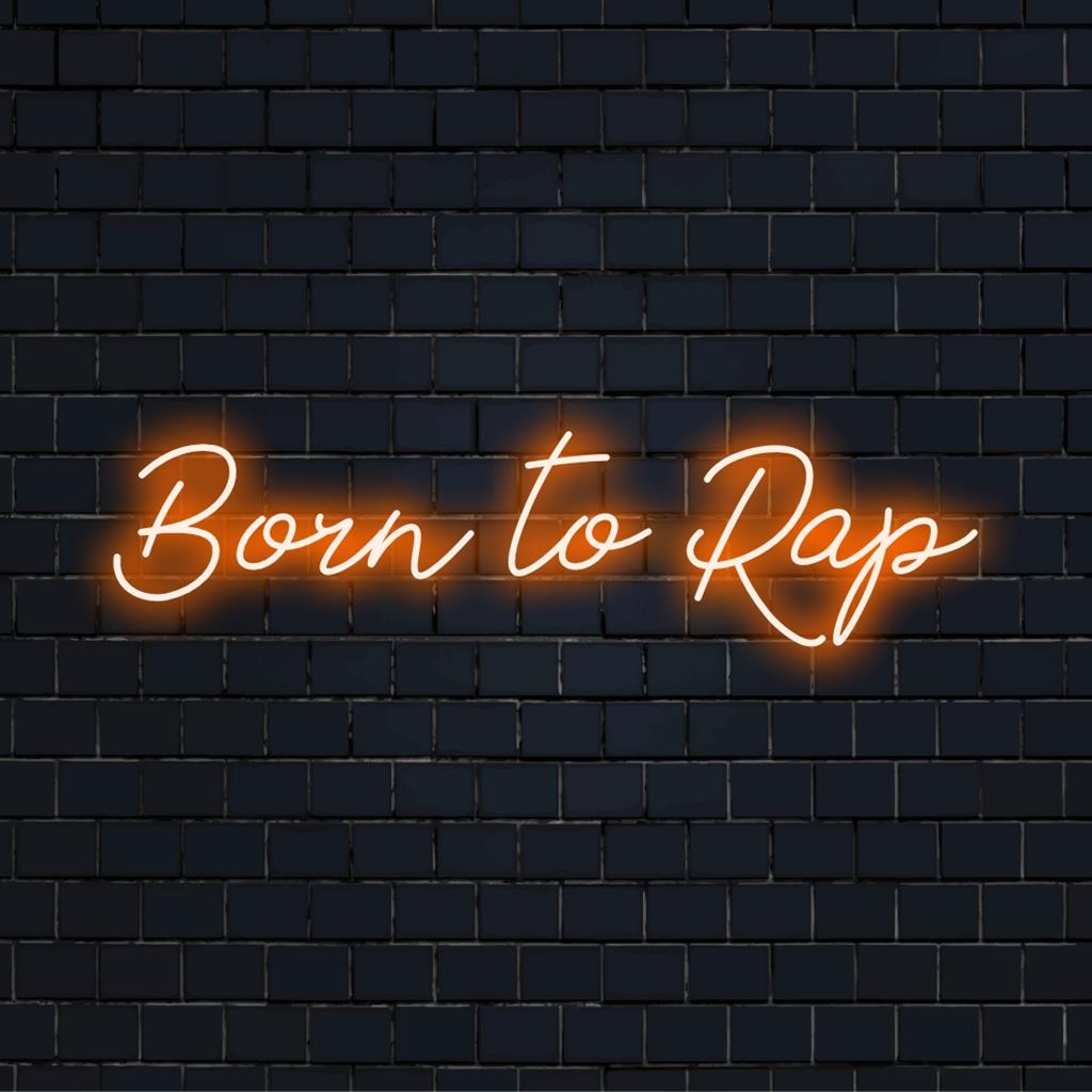 Individuelles LED-Neonschild mit „Born To Rap“, das elegantes Design und lebendige Farben vereint und perfekt zur Einrichtung von Musikliebhabern passt.