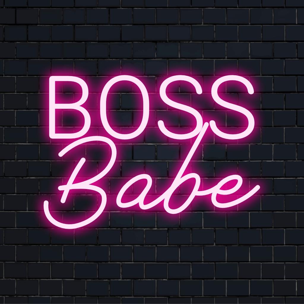 Boss Babe-Neonschild; ein lebendiges LED-Stück, das Selbstbewusstsein ausstrahlt, ideal für schickes Dekor und maßgeschneiderte Wandbeleuchtungsstile.