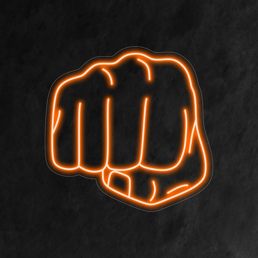 „Boxer Punch Neon Sign“ – Ein dynamisches Neonlicht mit dem kraftvollen Bild eines Boxers mitten in einem Schlag, das Ihrem Boxstudio oder Ihrer Sporteinrichtung Kraft und Intensität verleiht.