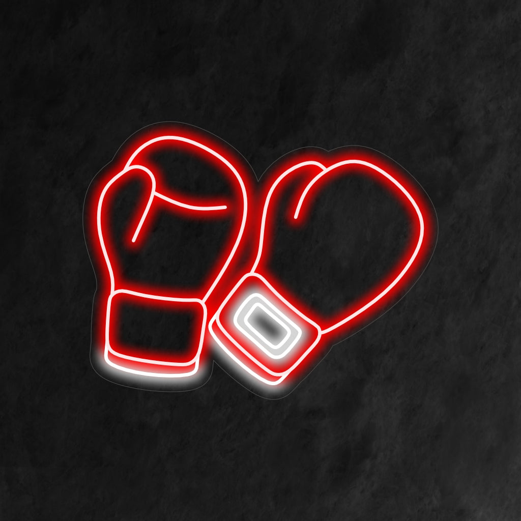 „Boxhandschuhe-Neonschild“ – Ein kräftiges Neonlicht mit den ikonischen Symbolen der Boxhandschuhe, das Ihrem Boxstudio oder Ihrer sportbezogenen Einrichtung Athletik und Intensität verleiht.