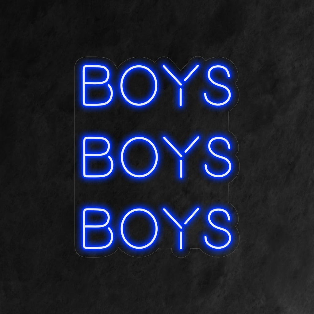 „Boys Boys Boys Neon Sign“ – Ein verspieltes Neonlicht mit einer lebendigen und feierlichen Botschaft, das Spaß und Spannung in Ihren Unterhaltungs- oder Partyraum bringt.