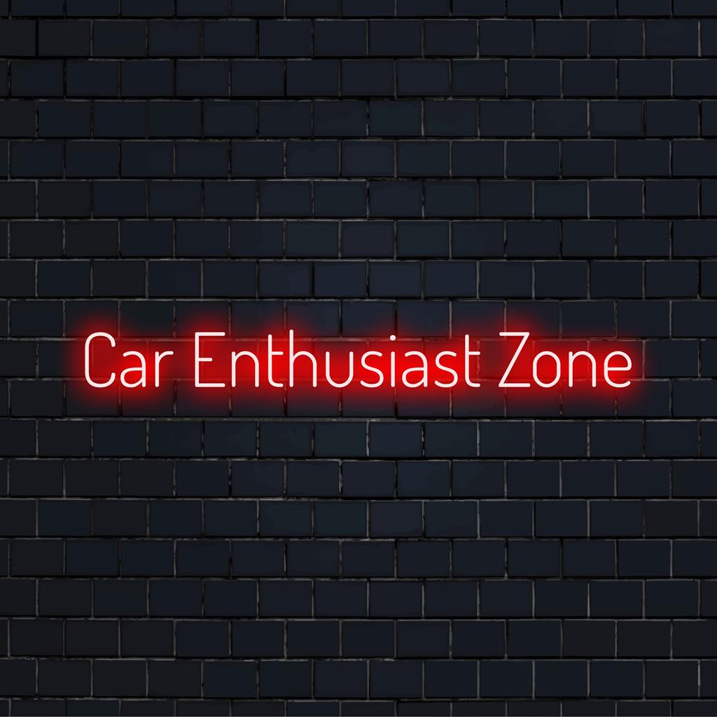 Neonschild für Autoliebhaber mit lebendigem Car Enthusiast Zone-Design, perfekt für individuelle LED-Dekoration.