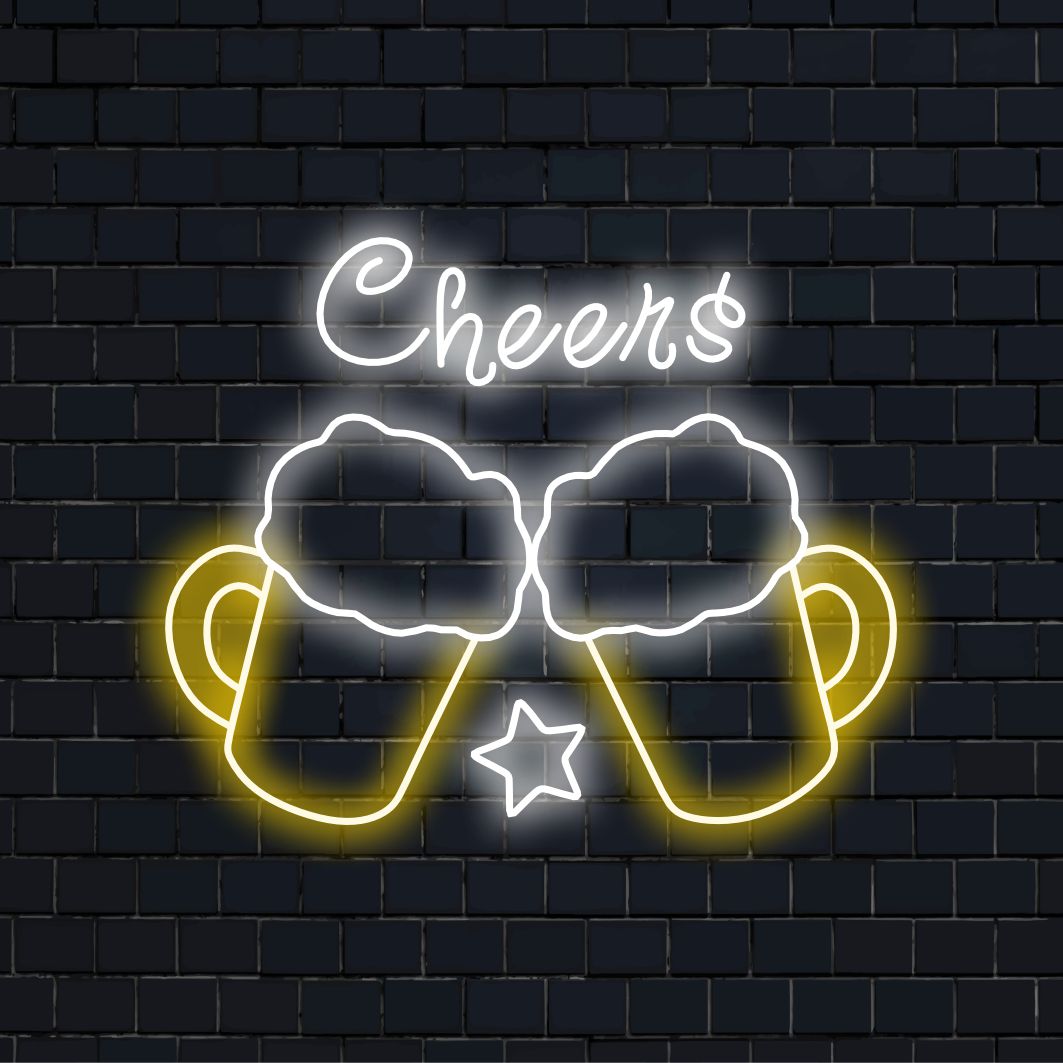 „Cheers Draft Beer Neon Sign“ ist eine erfrischende und einladende Ergänzung für Ihr Bar-Interieur. Ein Neonlicht, das die Freude am Genuss von Fassbier hervorhebt.