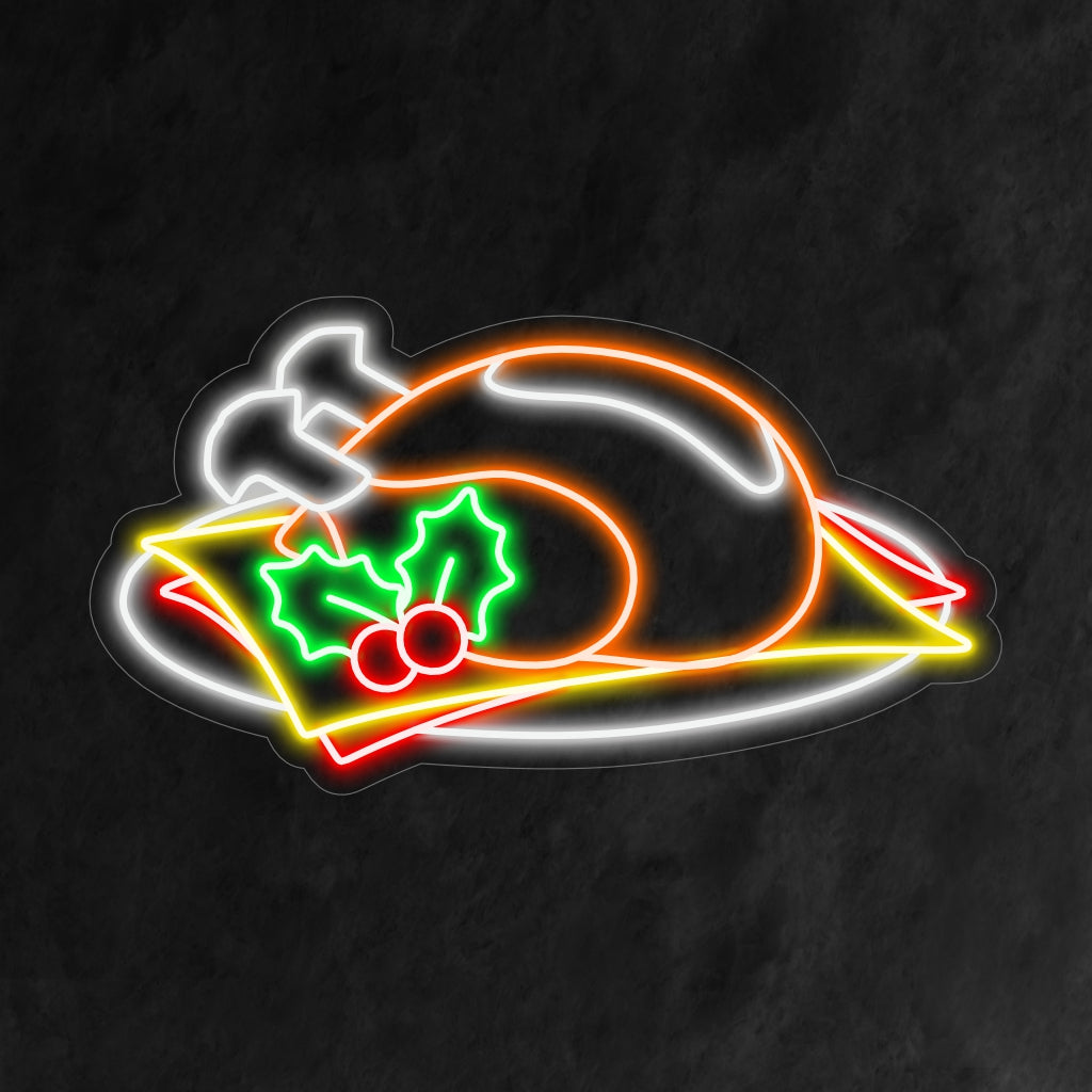 „Chicken Meat Neon Sign“ – Ein kräftiges und geschmackvolles Neonlicht, das eine unverwechselbare Hühnersilhouette zeigt und Ihrem Raum kulinarischen Charme und eine prickelnde Atmosphäre verleiht.