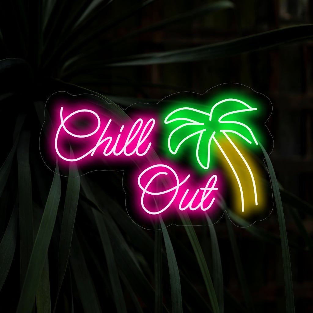 „Chill Out Neon Sign“ – Ein entspanntes und einladendes Neonlicht mit den Worten „Chill Out“, das mit seinem stilvollen und modernen Design eine coole und entspannende Atmosphäre in Ihrem Raum schafft.