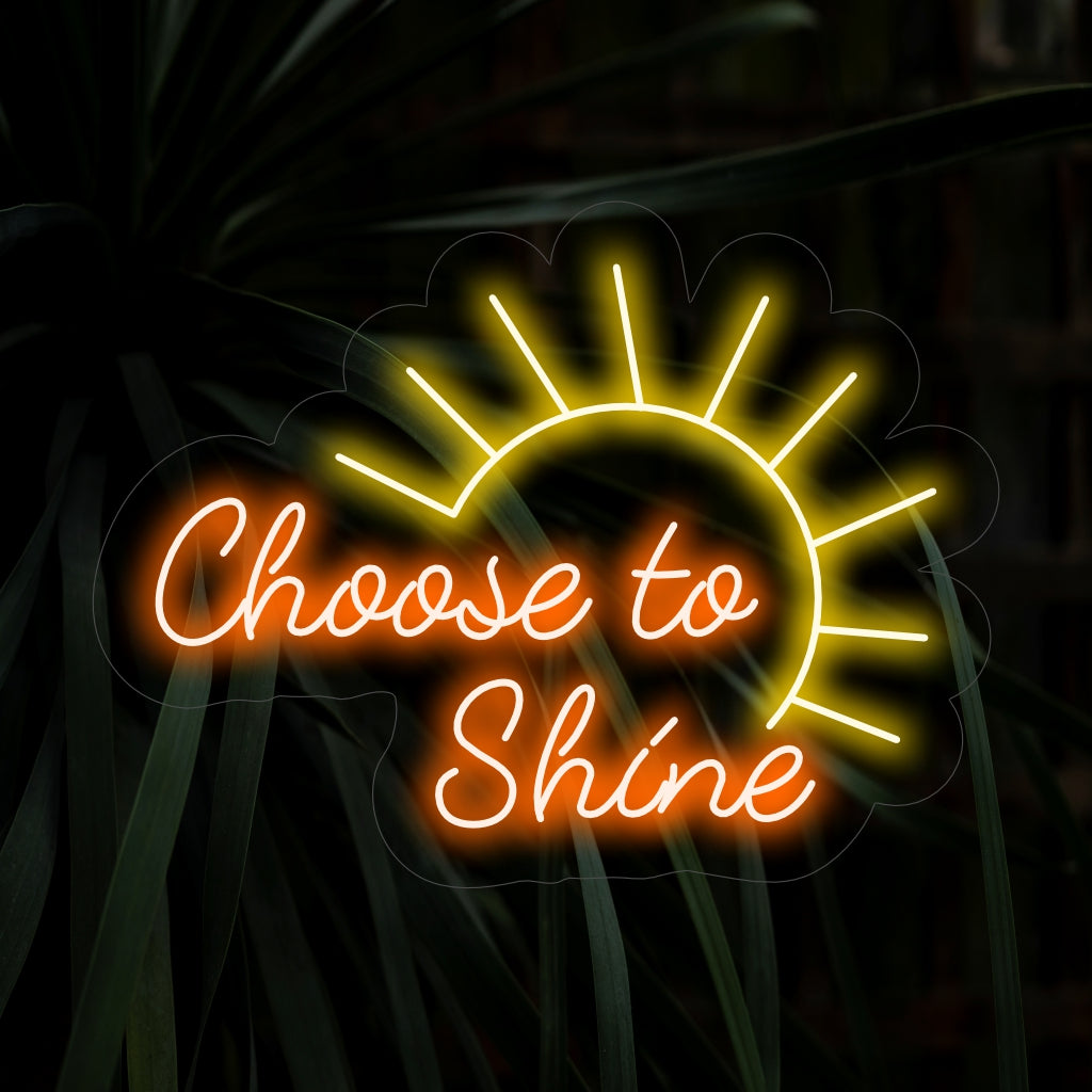 „Choose To Shine“-Neonschild – Ein inspirierendes und positives Neonlicht mit dem Satz „Choose To Shine“, das erhebende Schwingungen ausstrahlt und Ihrem Raum eine stilvolle Note verleiht.