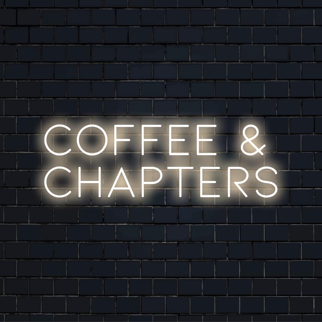 LED-Neonschild mit „Coffee And Chapters“, perfekt für gemütliche Leseecken und Kaffeeliebhaber. Individuelles Neonlicht-Dekor.