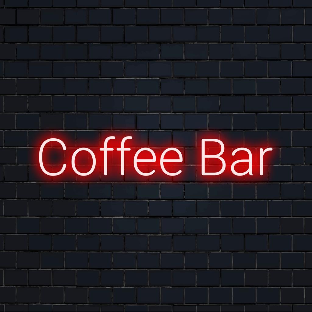 Maßgefertigtes LED-Neonschild mit der Aufschrift „Coffee Bar“, perfekt für die Café-Dekoration und personalisierte Wandkunstbeleuchtung.