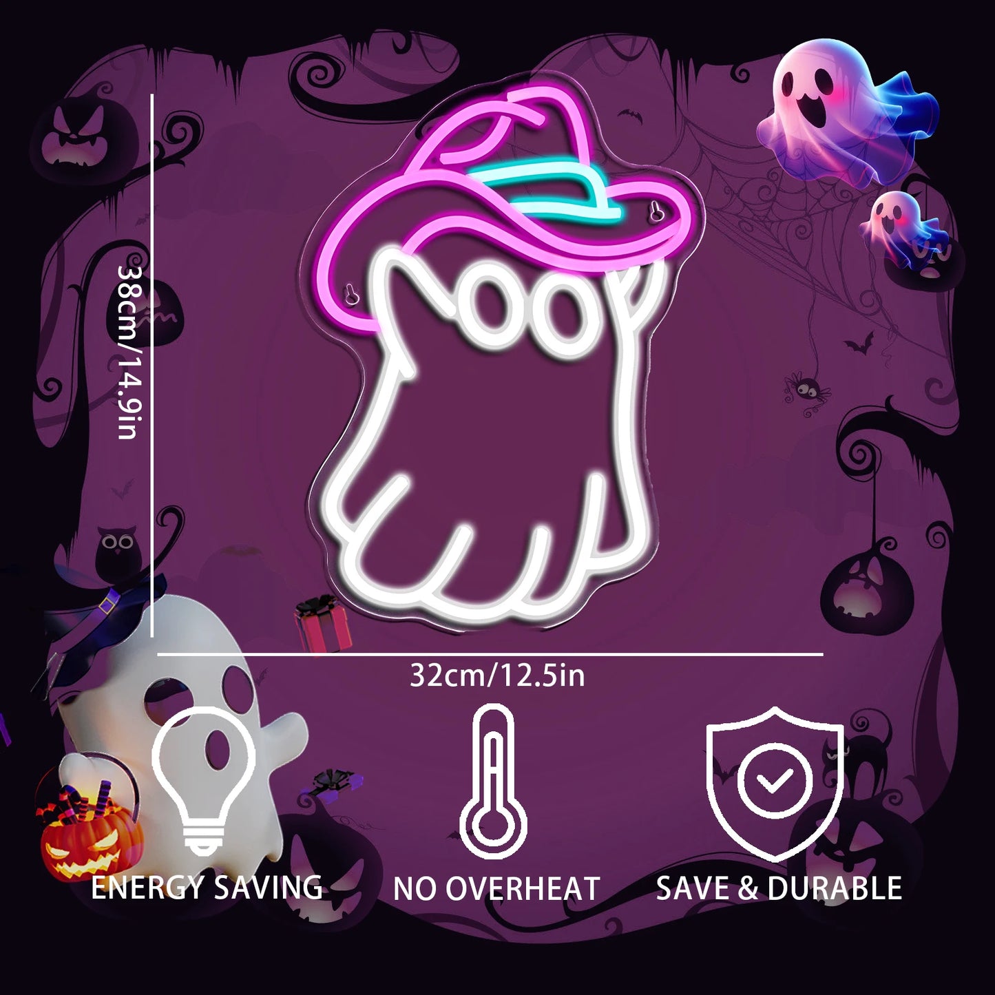 Cowboyhut-Geist, 5 V, Mini-USB-LED-Neonschild – Budgetfreundlich