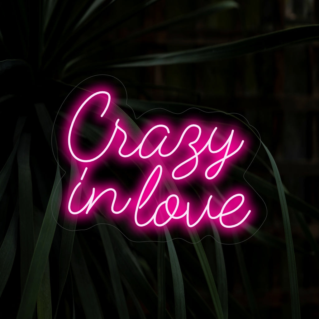 „Crazy In Love“-Neonschild – Ein leidenschaftliches und romantisches Neonlicht mit den Worten „Crazy In Love“, das Ihren Raum mit feuriger Energie und tief empfundenen Emotionen erfüllt.