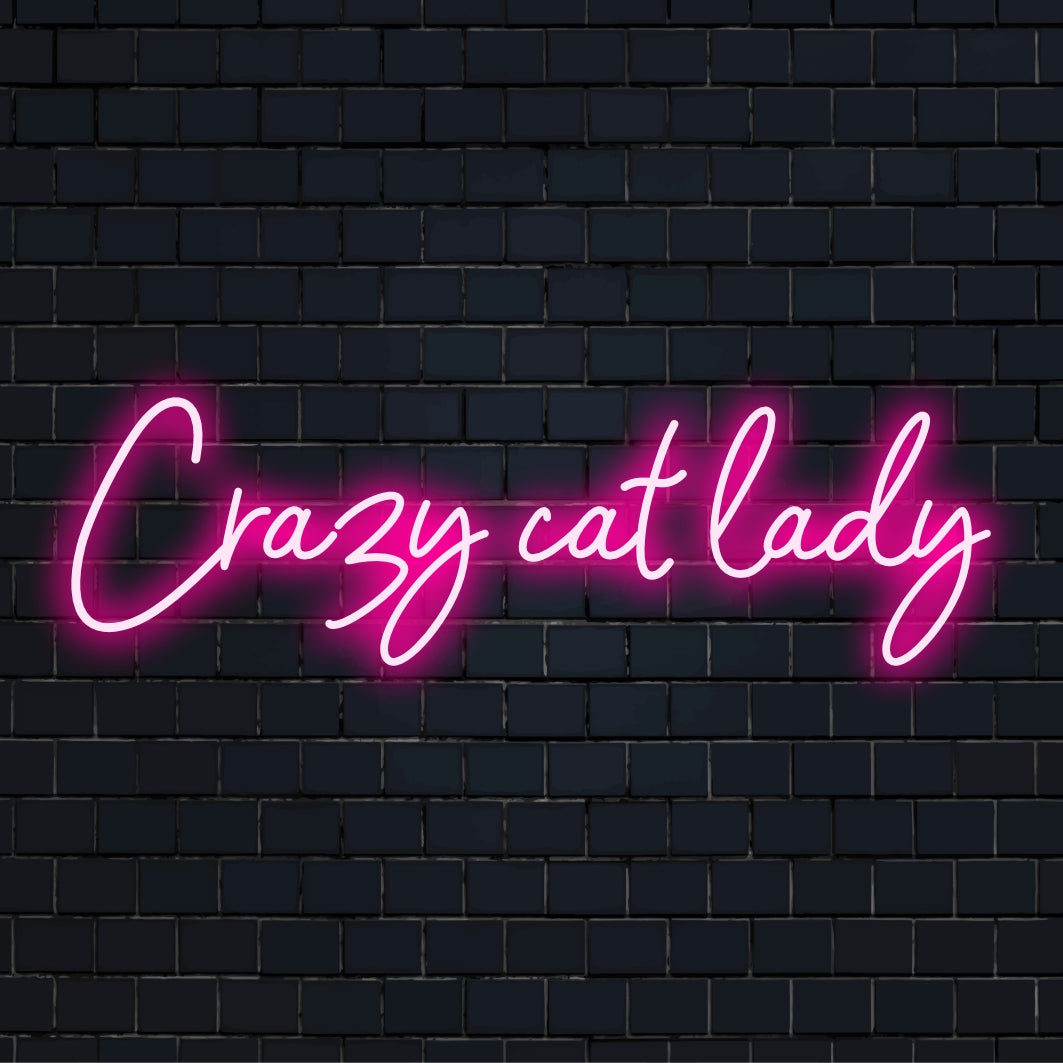 Helles und verspieltes LED-Neonschild „Crazy Cat Lady“, perfekte Neonlicht-Dekoration für Katzenliebhaber und gemütliche Räume.