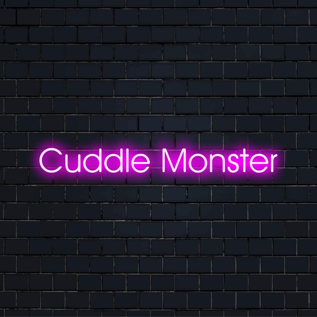 Lebendiges Cuddle Monster LED-Neonschild, perfekt, um jedem Raum verspielten Charme und moderne Neonlichtdekoration zu verleihen.