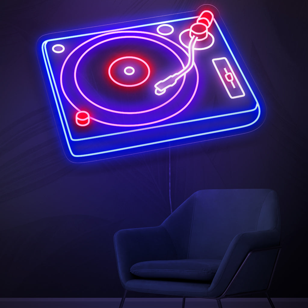 „DJ Turntable Neon Sign“ leuchtet rhythmisch und erfüllt Ihren Raum mit der lebendigen Energie der Musikszene – perfekt für Musikliebhaber und kreative Umgebungen.