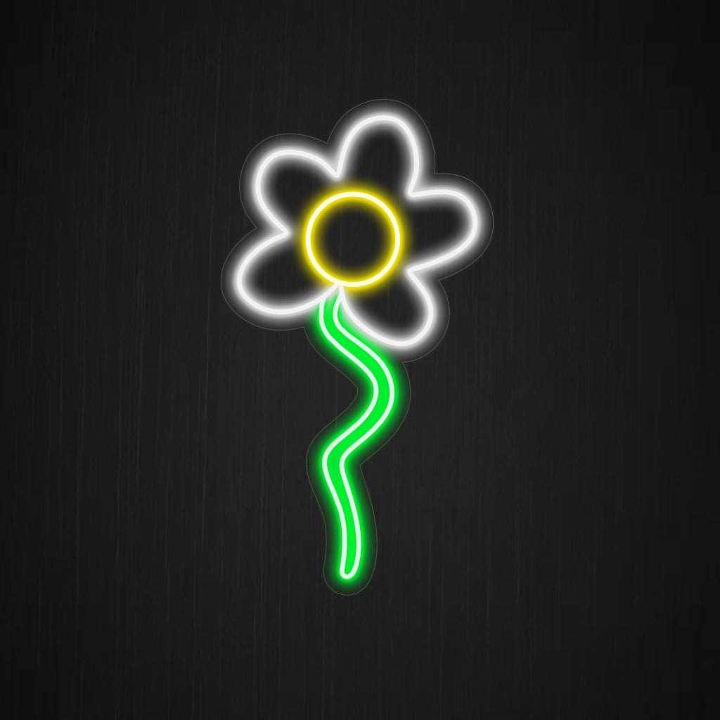 „Daisy Neon Sign“ leuchtet mit einem strahlenden Schein und erfüllt Ihren Raum mit der heiteren und erhebenden Stimmung, die von der natürlichen Schönheit der Gänseblümchen inspiriert ist.