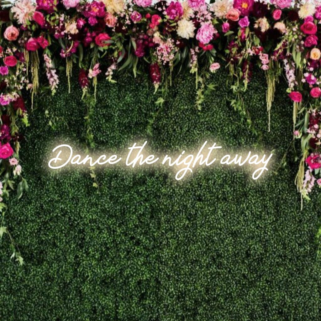 Anpassbares LED-Neonschild mit dem Text „Dance The Night Away“ für eine lebendige Dekoration, ideal für Clubs und Tanzbegeisterte.