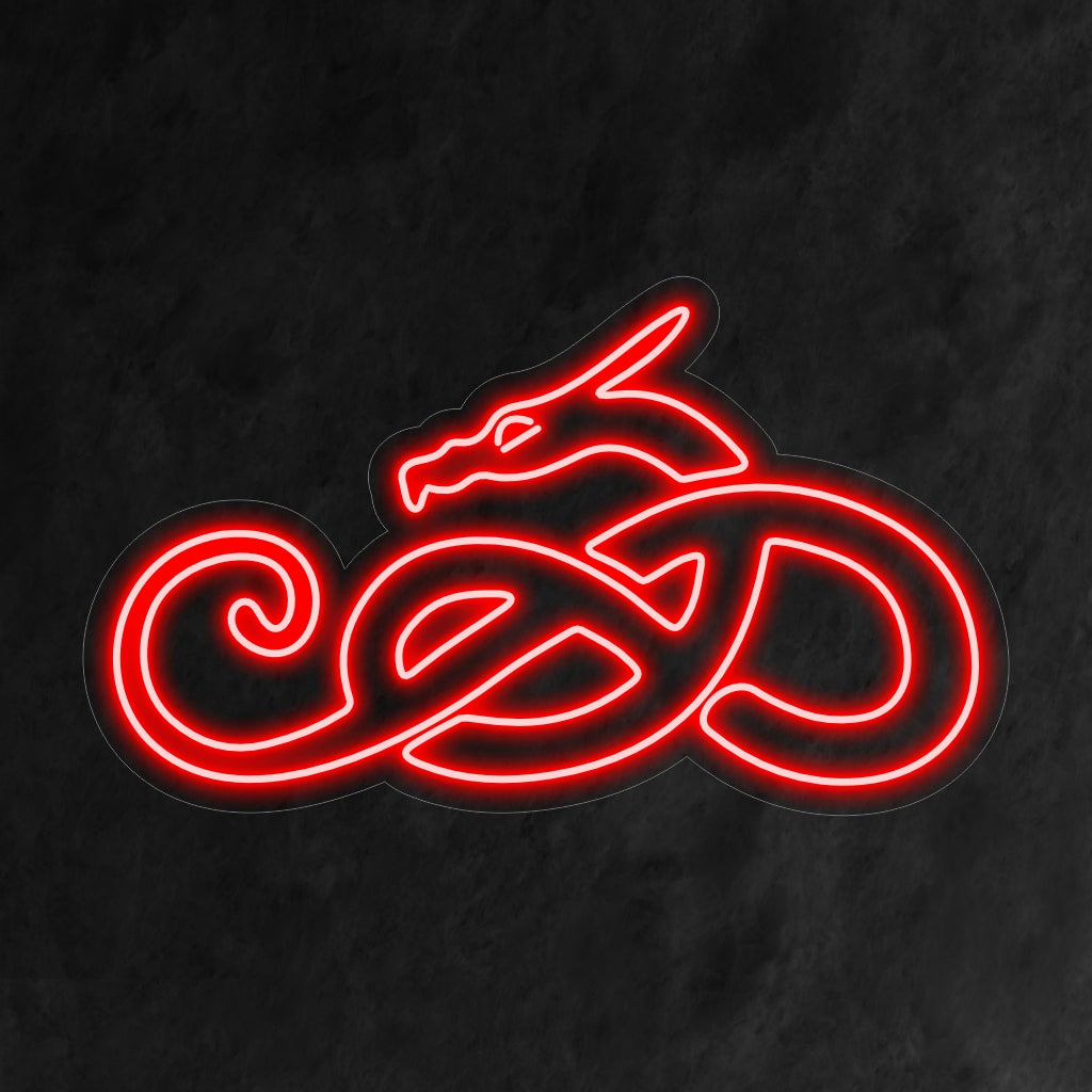 „Dragon Neon Sign“ leuchtet mit einem kräftigen Glanz und fängt die mystische Präsenz von Drachen ein, was es ideal für Fantasy-Fans und Themenumgebungen macht.