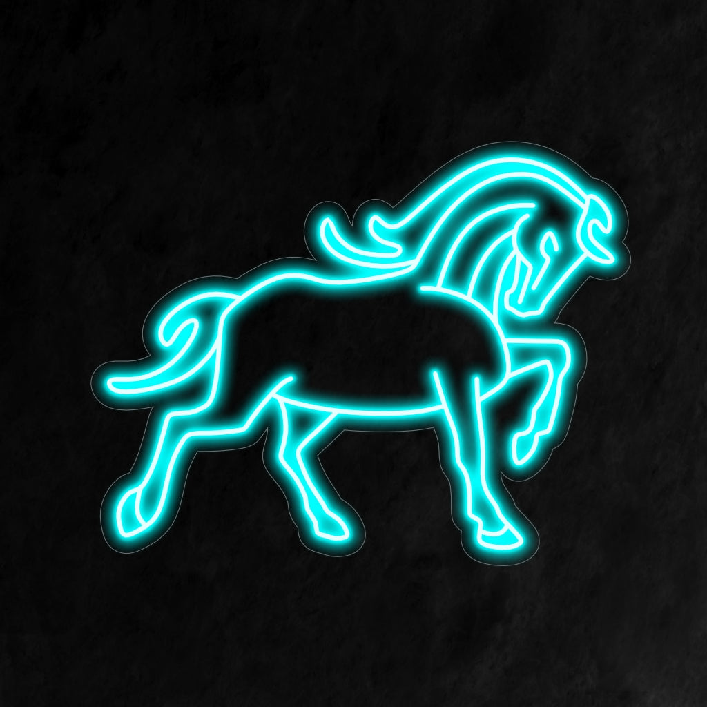 „Elegant Horse Neon Sign“ leuchtet mit Anmut und Raffinesse, perfekt für Reitplätze und stilvolle Veranstaltungsorte und zeigt die Schönheit und Eleganz majestätischer Pferde.