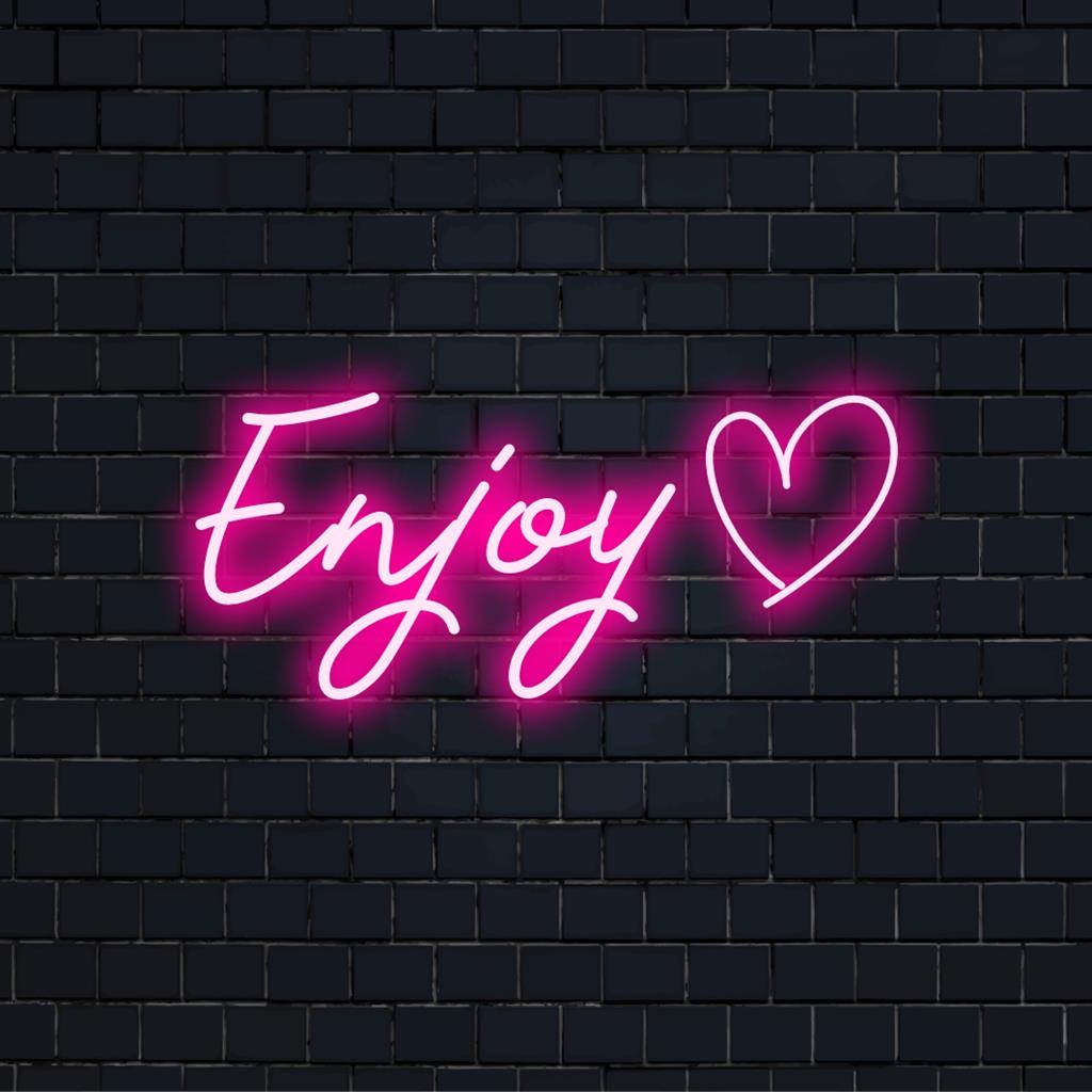 LED-Neonschild mit der Aufschrift „Enjoy“, perfekte personalisierte Lichtdekoration für ein trendiges und einladendes Ambiente.