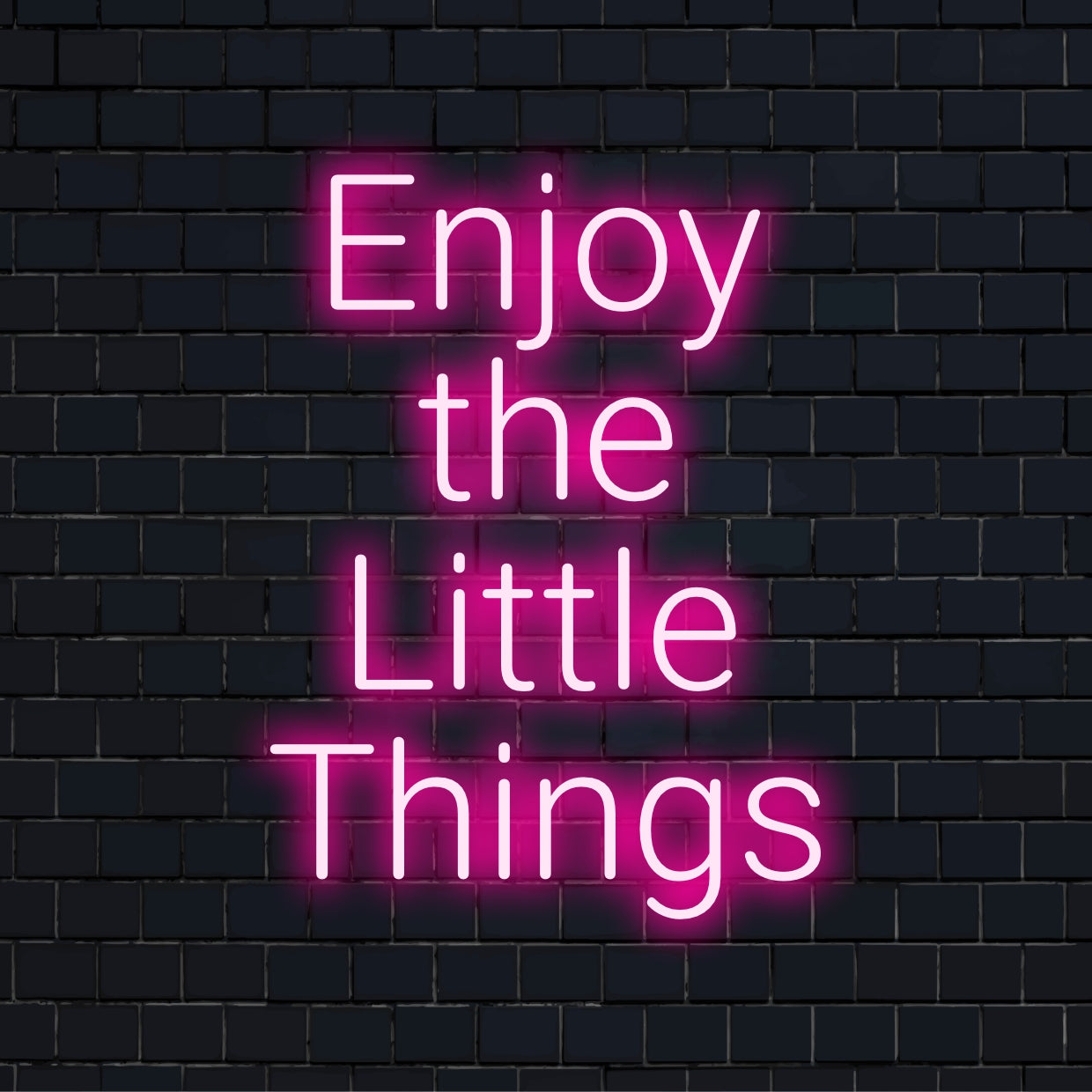 LED-Neonschild mit dem Satz „Enjoy the Little Things“ in heller Schreibschrift; perfekte personalisierte Neonlichtdekoration.