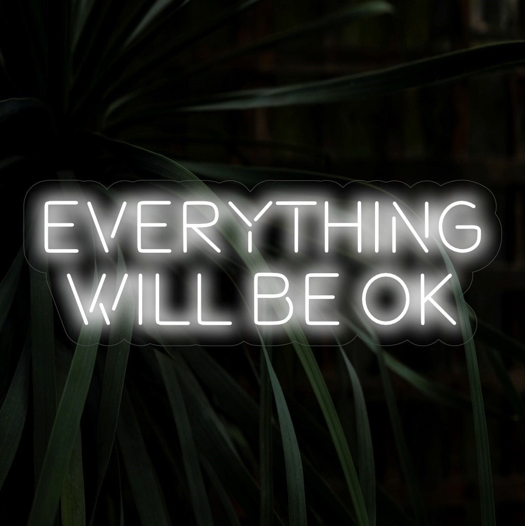 Das Neonschild „Everything Will Be OK“ leuchtet beruhigend und ist perfekt für Räume, die Optimismus und Ermutigung ausstrahlen.