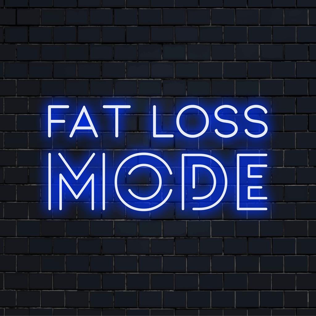 Maßgefertigtes LED-Neonschild mit der Beleuchtung des Fat Loss Mode, perfekt zur Fitnessmotivation. Neon-Wandkunst, personalisiertes LED-Dekor.