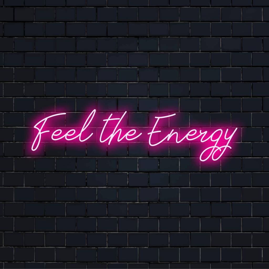 Das individuelle LED-Neonschild „Feel The Energy“ verleiht jedem Raum ein lebendiges Lichtdekor, ideal für Liebhaber moderner Kunst.