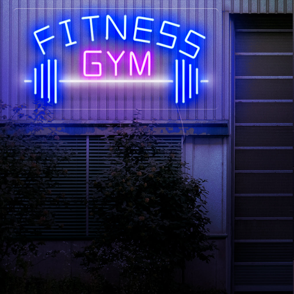 „Fitness Gym Neon Sign“ leuchtet voller Energie, ideal für Fitnessstudios und Räume, die einen aktiven und gesunden Lebensstil fördern, und verleiht eine dynamische Note, die inspiriert und motiviert.