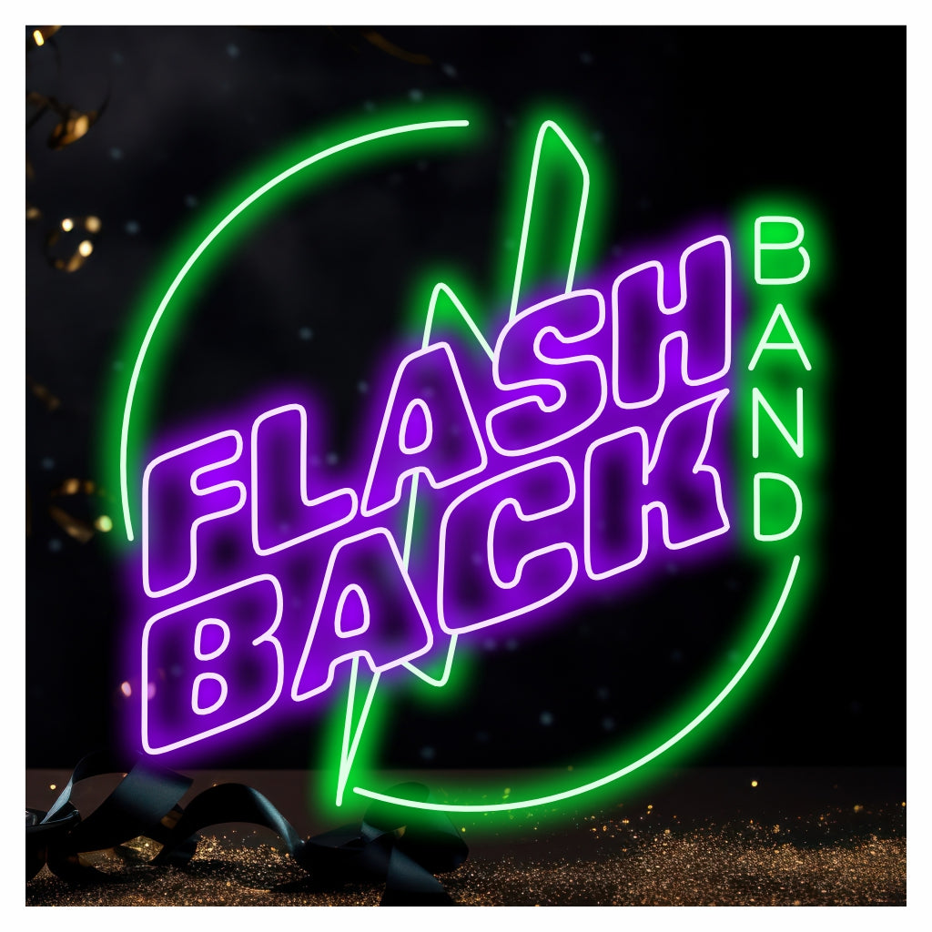 Flash Back Band Neonschild mit spezieller gepolsterter Box - The Art Neon