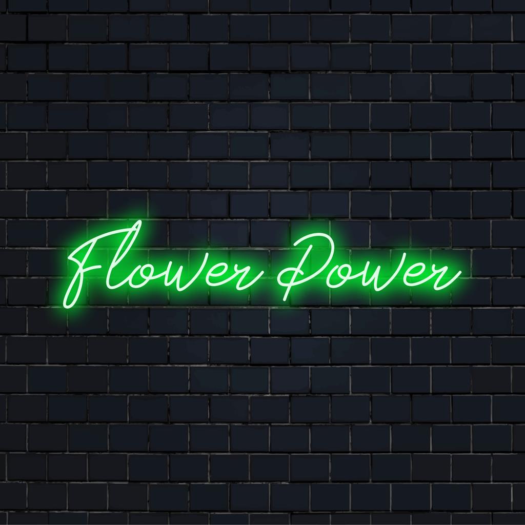 Lebendiges Flower-Power-LED-Neonschild mit farbenfrohem Neonlichtdekor, perfekt für jeden Raum.