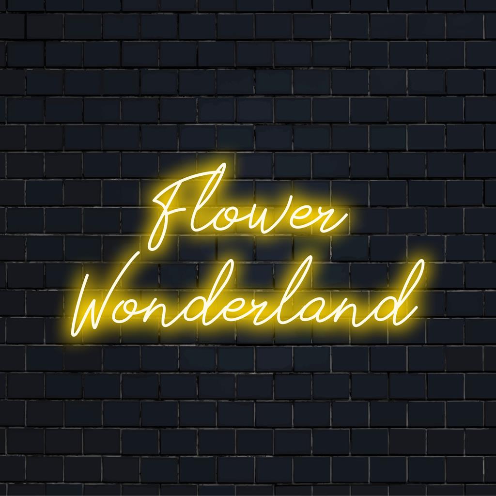 Lebendiges und bezauberndes individuelles LED-Neonschild „Flower Wonderland“, perfekt für einzigartige Neonlicht-Dekoration und personalisierte Räume.