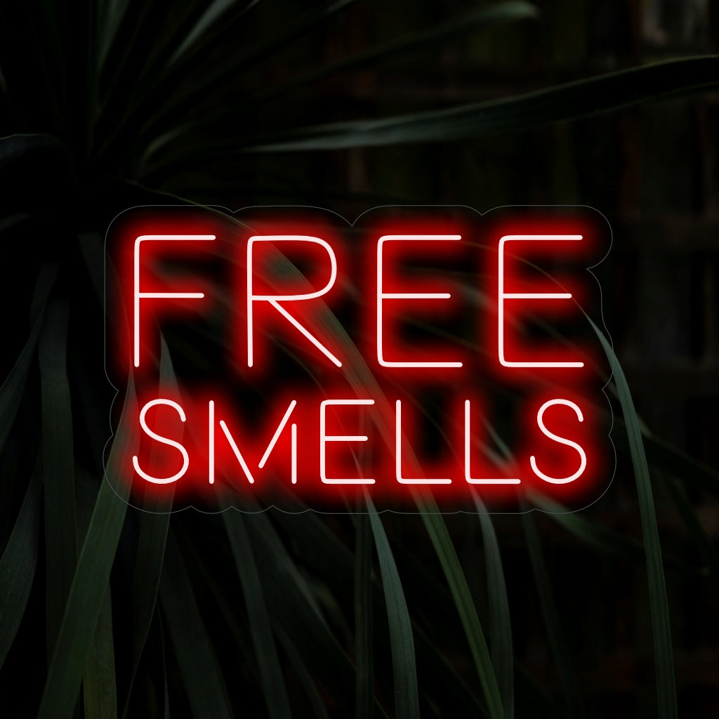 „Free Smells Neon Sign“ – Verleiht dem Raum einen Hauch von Humor, ist perfekt für Restaurants und Küchen und fängt das herrliche Aroma ein.