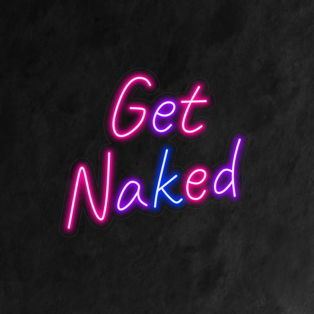 „Get Naked Neon Sign“ ist eine verspielte und freche Ergänzung für Ihr Badezimmer-Interieur. Ein Neonlicht, das Ihrem persönlichen Raum einen Hauch von Humor verleiht.