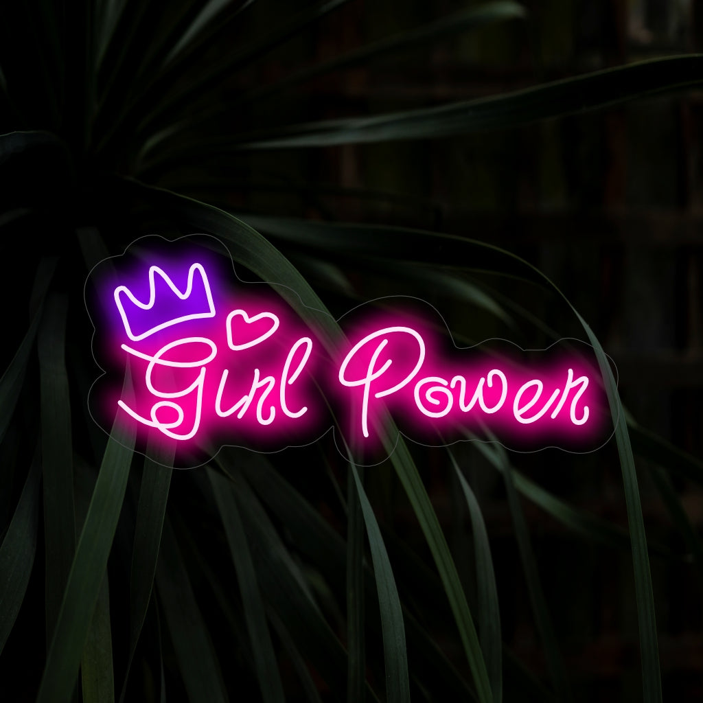 „Girl Power Neon Sign“ – Leuchtet vor Stärke und Ermächtigung, perfekt für Räume, in denen Frauenrechte und feministische Ideale gefeiert werden und die Macht und Widerstandsfähigkeit von Frauen hervorgehoben wird.