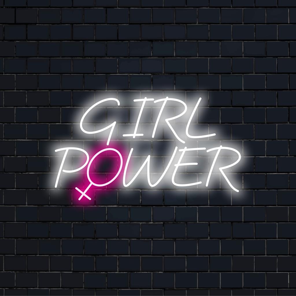 Individuelles, lebendiges Girl Power-LED-Neonschild, perfekt zum Personalisieren von Räumen mit kraftvoller und stilvoller Neon-Wandkunst.