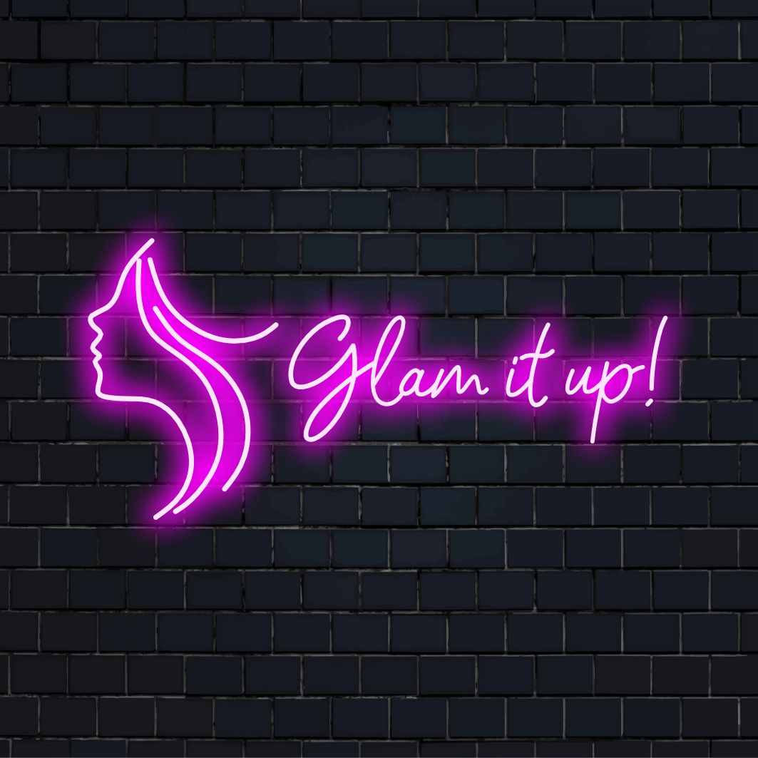 Individuelles LED-Neonschild von Glam It Up; eine auffällige Mischung aus personalisiertem Neonlicht, perfekt für eine schicke Einrichtung.