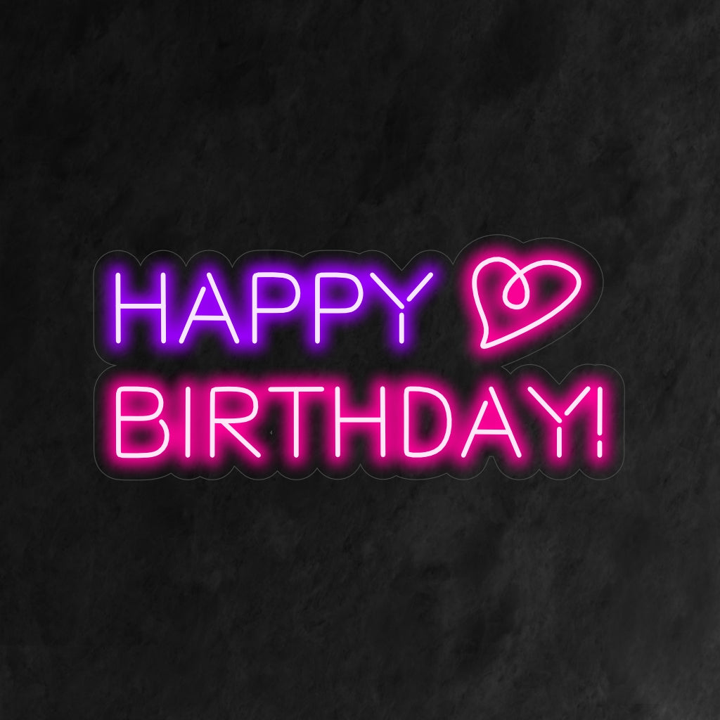„Happy Birthday and Heart Neon Sign“ ist eine herzliche und festliche Ergänzung für Ihr festliches Interieur. Ein Neonlicht, das die besten Wünsche zum Geburtstag übermittelt.