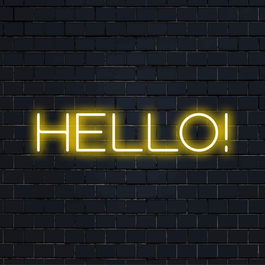 Lebendiges „Hello!“-LED-Schild, das Stil und Funktion vereint. Perfekt für die Dekoration zu Hause oder im Büro. Individuelles Neonlicht-Erlebnis.