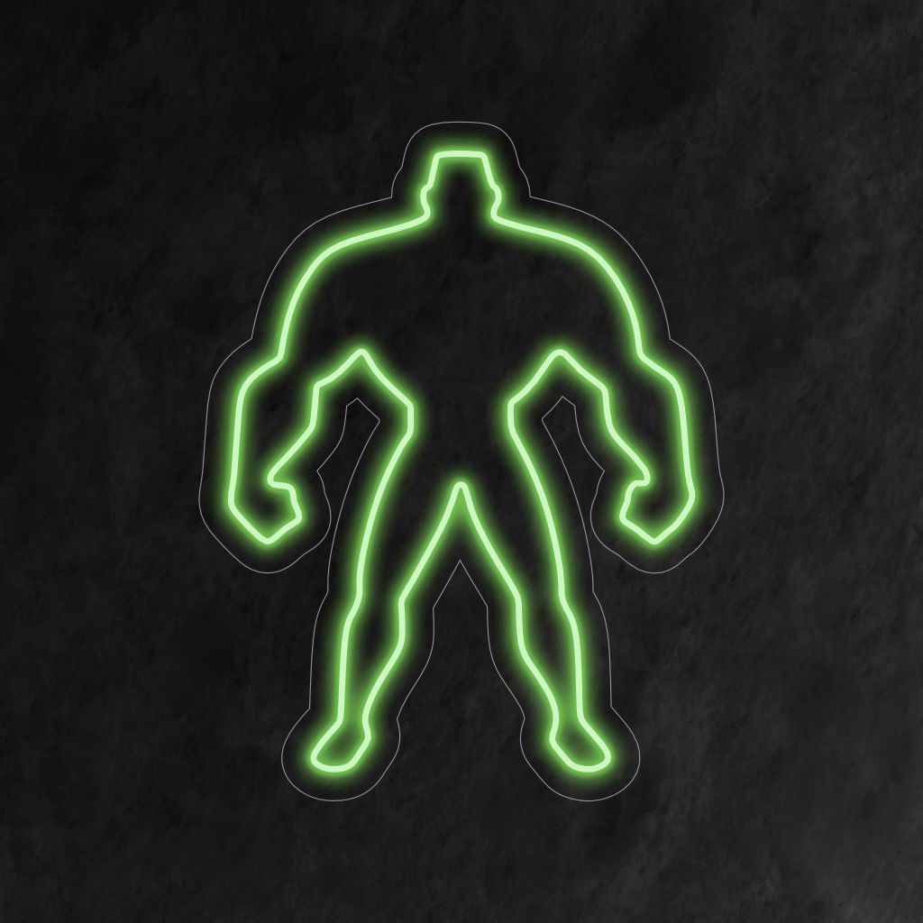 „Hulk-Neonschild“ – Eine auffällige und kraftvolle Ergänzung für Räume mit Superhelden-Thema, die mit der Kultfigur Hulk für eine dynamische und energiegeladene Atmosphäre sorgt.