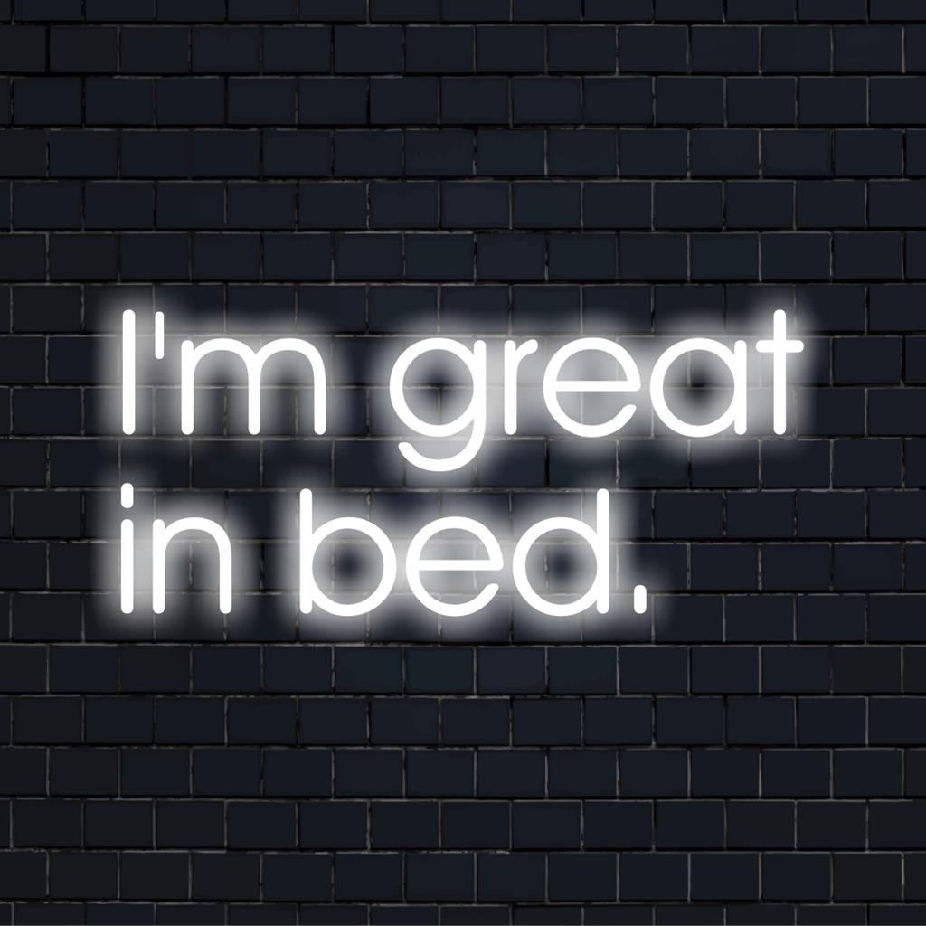 LED-Neonschild mit verspieltem „I’m Greet In Bed“-Text für individuelle Lichtdekoration; vielseitig für jeden Raum.